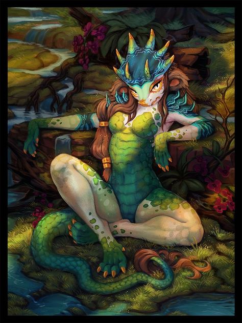 Female Lizardfolk, Monster Lizard, Lizard Girl, Monster Girl Encyclopedia, Elder Scrolls Art, Female Character Concept, Fantasy Races, Anime Animals, Dragon Art