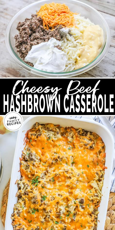 Ground Beef Hashbrown Casserole, Ground Beef Hashbrown, Beef Hashbrown Casserole, Beef Hashbrown, Hashbrown Casserole Easy, Sauce Cheddar, Hashbrown Casserole Recipe, Cheesy Potato Casserole, Dump Cakes