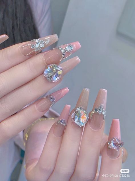 Transparent Nail Art, Fake Nails Long, Nail Gems, Hello Nails, Transparent Nails, Pretty Gel Nails, Exotic Nails, Nail Swag, Clean Nails