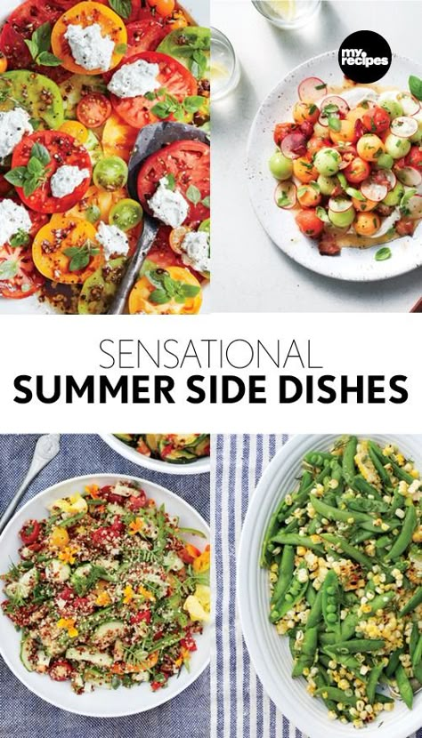 Here's our biggest collection of summer side dishes that will be a hit at any backyard BBQ, park picnic, family fiesta, or fabulous fête. | MyRecipes Steak Bbq Side Dishes, Summer Steak Sides, Summer Sides For Steak, Cookout Vegetable Side Dishes, Picnic Vegetables Side Dishes, Summer Steak Dinner, Side Dishes For Cookout, Summer Cookout Side Dishes, Side Dishes For Steak