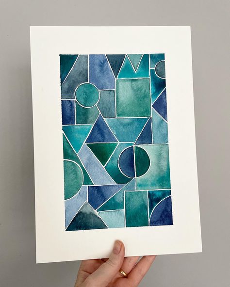 Watercolor Techniques Tutorial, Blue Watercolor Art, Stained Glass Watercolor, Glass Watercolor, Playful Painting, Watercolor Projects, Jewel Colors, Art Aquarelle, Watercolor Sketch