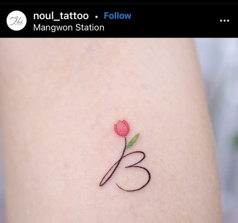 Tulip Tattoo With Name, Cherry Blossom Tattoo Behind Ear, Letter B Tattoo Ideas, Tattoo Tim Burton, Tattoo Bible Verse, Tattoo Cherry Blossom, Letter B Tattoo, Bible Verse Tattoo, Tattoo Bicep