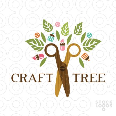 Scissors are used to create the trunk of the tree. styled leaves and creative elements such as pencil, paint brush and buttons fill this bright and creative tree design. Sewing Logo Design Ideas, Sewing Logo Design, Craft Tree, Sewing Logo, Trendy Sewing Projects, Trendy Sewing Patterns, Craft Logo, Logo Design Ideas, Trendy Sewing