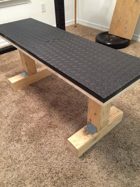 My wooden weight bench. Pallet Gym Ideas, Diy Gym Bench, Wooden Bench Press, Diy Workout Bench, Diy Weight Bench, Wooden Weight Bench, Home Made Gym Bench, Wooden Workout Bench, Wooden Gym Bench