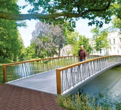 Creek Bridge Ideas, Garden Bridge Design, Outdoor Bridges, Bridge Ideas, Walking Bridge, Wild Is The Wind, Building Components, Creek Bridge, Steel Bridge