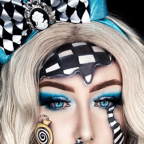 DANA MARIE on Instagram: "#31daysofmehronhalloween #Mehronmakeup #mehron2020 @mehronmakeup  Day 26 ✖️ ALICE IN WONDERLAND  31 Days Of Halloween Tim Burton VS Disney  This look will become look 101 in my music inspired series!!  It is inspired by @machinegunkelly song Alice In Wonderland which has been an absolute favorite of mine for years!!  I wanted to create a look that fully embodied the meaning behind the song while also creating an Alice In Wonderland look that is different to anything else I’ve seen!  I’m actually so happy with how this look came out that it is definitely my favorite look of the entire 31 days!!!   @mehronmakeup @mehronaustralia Paradise AQ - White, Black, Yellow, Purple & Sky  @bperfectcosmetics @staceymariemua Carnival XL Pro Palette - Mood, Make Waves, Soft Spot, Dark Alice In Wonderland Makeup, Halloween Makeup Alice In Wonderland, Scary Alice In Wonderland Makeup, Alice Makeup Wonderland, Scary Alice In Wonderland Costume, Alice In Wonderland Scary, Alice In Wonderland Makeup Ideas, Alice In Wonderland Halloween Makeup, Disney Makeup Looks