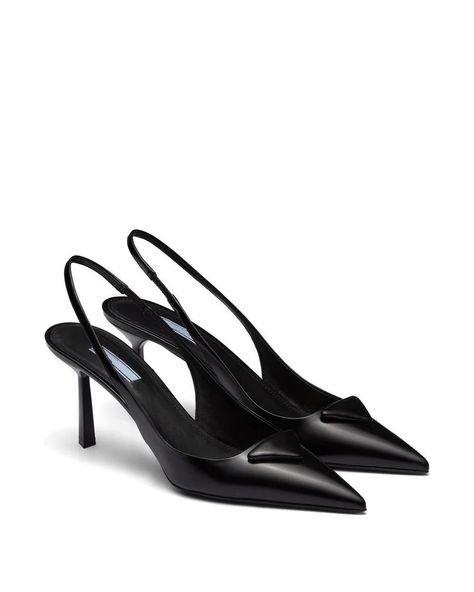 Prada High Heels, Prada Logo, Triangle Logo, Dress Shoes Womens, Slingback Heel, Prada Shoes, Dream Shoes, Slingback Pump, Chanel Shoes