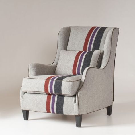 Stephenson Chair Slipcover 2 Striped Furniture, Chair Reupholstery, Schoolhouse Electric, Striped Chair, Living Room Upholstery, Couch Upholstery, Chair Slipcover, Modern Upholstery, Sofa Upholstery