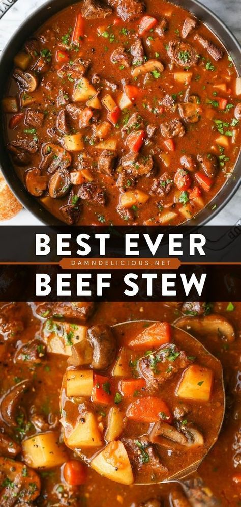 BEST EVER BEEF STEW, comfort food, beef recipes Best Ever Beef Stew, Classic Beef Stew, Stew Meat Recipes, Beef Stew Crockpot, Meat Dinners, Beef Stew Meat, Soup And Stew, Beef Stew Recipe, Tender Beef