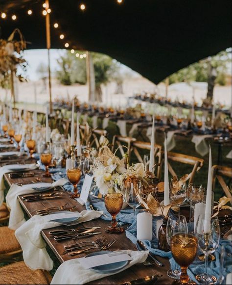 Cheap Wedding Table Cloth Ideas, Rustic Blue And Orange Wedding, Slate Blue And Burnt Orange Wedding, April Wedding Table Decorations, Dusty Blue And Amber Wedding, Dusty Blue Copper Wedding, Rust And Blue Wedding, Dusty Blue And Orange Wedding, Dusty Blue And Rust Wedding