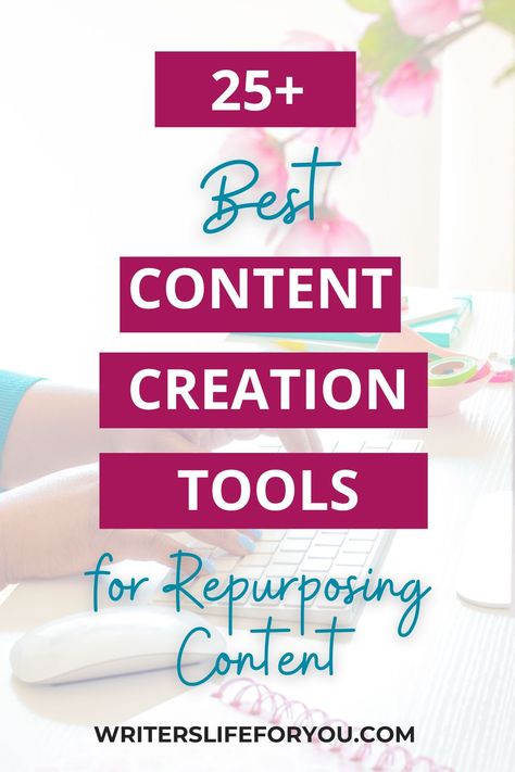 Are you struggling to keep up with all your content creation tasks? Do you find yourself working later and later, but your to-do list keeps growing? You’re not alone; content creators everywhere are tired of creating more and more content. But I have your solution. Read this blog article on the best content repurposing tools to streamline your content creation process. You’ll find smart content creation tips and ideas for repurposing content. best tools for content cre via @writerslifeforyou Content Creator To Do List, Content Creation Tips, Free Content Creation Tools, Best Content Creation Tools, How To Become A Full Time Content Creator, Content Repurposing, Repurposing Content, Content Curation Tools, Evergreen Content