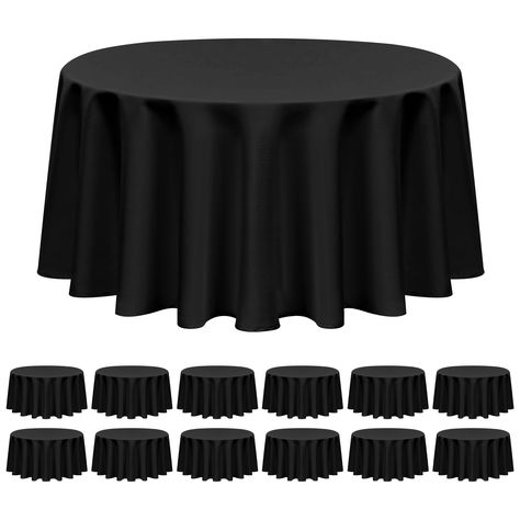 PRICES MAY VARY. 【 Package Include】You will receive 12 packs of 60 inch black round polyester tablecloths, this round tablecloth is perfect for 30" or 45" round tables, round tables for 4-6 people. Warm Tips: The size of this tablecloth is round 60 inches, if covering a 60 inch round table, the tablecloth will have no sagging part, covering a 60 inch round table will be too small. Black tablecover is more luxurious, classic and gracious, ideal for both formal & casual settings and makes a great Table Clothes For Wedding, Clothes For Wedding, Reception Restaurant, 60 Inch Round Table, Black Tablecloths, Black Round Table, White Round Tables, Rectangle Tables, Black Tablecloth