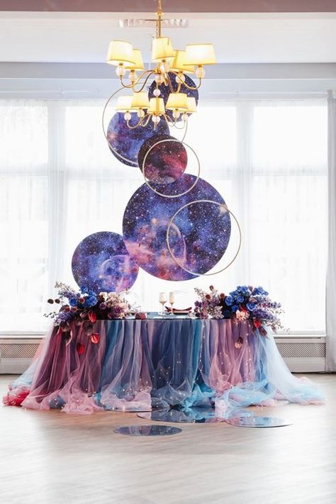 Tulle Tablecloth, Celestial Wedding Theme, Galaxy Wedding, Starry Night Wedding, Moon Wedding, Wedding Tablescape, Galaxy Theme, Celestial Wedding, Bright Wedding