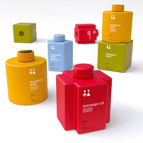 The shampoo bottles that think they're Lego—Inspired by the world's favourite plastic brick, 4yourBaby bottles stack up just like Lego. Check out this inspiring and imaginative product design. Shampoo Packaging, Baby Products Packaging, Bottle Design Packaging, Spot Design, Skin Care Packaging, Skincare Packaging, Shampoo Bottles, Cosmetic Design, Graphic Design Packaging