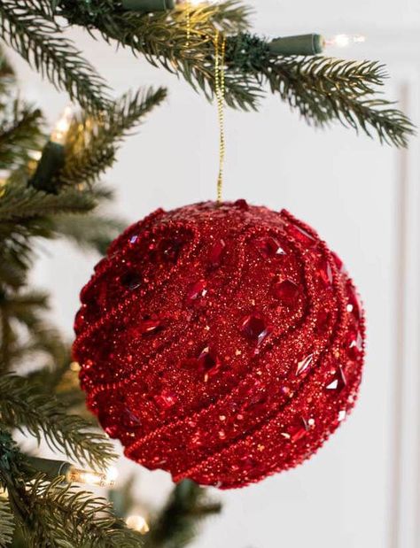 Red Jewel Christmas Ornament Red Christmas Bulbs, Jewel Christmas, Jeweled Christmas Ornaments, Jeweled Christmas, Red Green Christmas, Glam Christmas, Red Jewel, 2024 Christmas, Red Ornaments