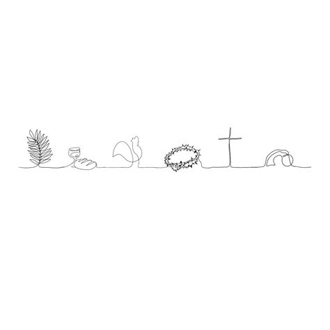 He Has Risen Tattoo, He Is Risen Drawing, He Is Risen Illustration, Christian Easter Drawings, He Restores My Soul Tattoo, Biblical Fine Line Tattoo, Easter Line Drawings, Christian Drawing Ideas Easy, Fine Line Jesus Tattoo