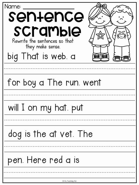 May 3, 2020 - The kindergarten grammar worksheets are a basic introduction to simple grammar rules, such as articles and verb tenses, and writing concepts. Kindergarten Grammar Worksheets, Kindergarten Grammar, Writing Sentences Worksheets, Ingles Kids, Writing Complete Sentences, Sentence Scramble, Literacy Centers Kindergarten, 2nd Grade Writing, Kindergarten Reading Worksheets