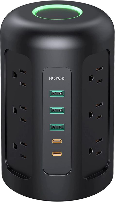 Amazon.com: 2022 Newest Power Strip Tower with 12 Widely Spaced AC Outlets, 1500 Joules Surge Protector with 2 USB C Ports & 3 USB Ports & 5ft Cord, Charging Station for Phone, Tablet, Power Bank (Home/Office) : Electronics Office Necessities, Power Tower, Column Design, Power Banks, Surge Protector, Office Essentials, Cable Organizer, Wall Outlets, Extension Cord