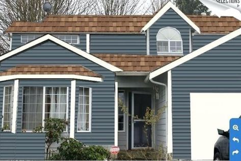 46 Exterior Paint Colors For House With Brown Roof ~ Matchness.com Brown Shingles, Grey House Paint, Brown Roof Houses, House With Brown Roof, Brown Roofs, Exterior Gray Paint, Paint Colors For House, Colors For House, Exterior House Colors With Brown Roof