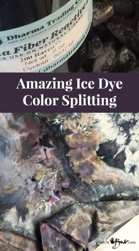 Amazing Ice Dye Color Splitting - Made By Barb - unique design fabrics Ice Dye Color Combinations, Tie Dye Patterns Diy, Fabric Dyeing Techniques, Ice Tie Dye, Natural Dye Fabric, Dye Techniques, Just Magic, Eco Dyeing, Tie Dye Crafts