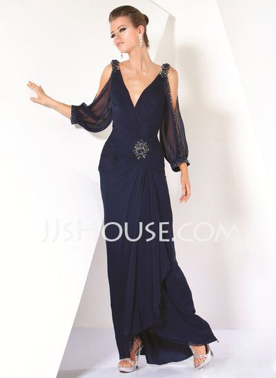 Long Sleeve Chiffon Dress, Mob Dresses, Chiffon Evening Dresses, Bridal Party Dresses, Evening Dress Fashion, Bride Gowns, Mothers Dresses, Mother Of The Bride Dress, Chiffon Long Sleeve