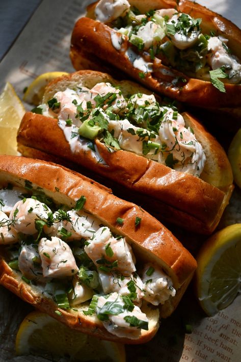 The Easiest Summer Shrimp Roll Recipe Shrimp Rolls Sandwich, Shrimp Roll Recipe, Shrimp Rolls Recipe, Roast Pork Sandwich, Shrimp Roll, Summer Shrimp, Shrimp Sandwich, Food Reference, Brioche Rolls