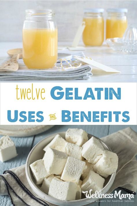 There are many gelatin uses and benefits. It is great for hair, skin, nails, digestion, immune function, joints and more. Benefits Of Gelatin, Homemade Jello, Gelatin Recipes, Wellness Mama, Lemon Benefits, Skin Nails, Anti Aging Ingredients, Hair Skin Nails, Healthy Families