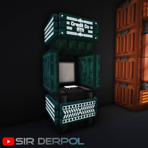 Futuristic Minecraft Interior, Minecraft Billboard Ideas, Minecraft Steampunk Nether Portal, Minecraft Cyberpunk Building Ideas, Neon Minecraft Builds, Minecraft Arcade Ideas, Minecraft Cyberpunk Interior, Minecraft Dj Booth, Dystopian Minecraft Builds