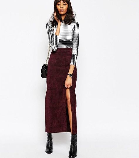 Wear To Work Outfits Office Chic, How To Wear Jeans To Work, Black Skirt Outfit Summer, Suede Skirt Outfit, Denim Skirt Outfits, Chic Winter Outfits, Maxi Skirt Outfits, Summer Work Outfits, Suede Skirt