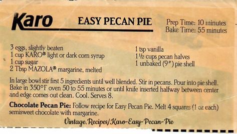 Karo Syrup Pecan Pie, Karo Pecan Pie, Impossible Pumpkin Pie, Easy Pecan Pie, Pumpkin Cream Pie, Praline Recipe, Best Pecan Pie, Pecan Pie Easy, Pecan Praline