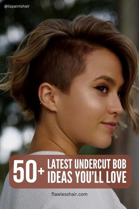 The undercut bob is a bold, edgy hairstyle, but did you know it can also be cute and pretty? Check out the many ways to wear this popular haircut. Undercut Bob Haircut, Undercut Hairstyles Women, Curly Undercut, Undercut Bob, Undercut Styles, Long Pixie Hairstyles, Shaved Undercut, Pixie Bob Haircut, Undercut Women