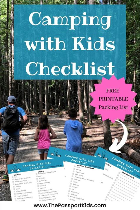 Camping Trip Packing List, Pack For Camping, Camping Supply List, Camping Checklist Family, Camping Gear List, Kids Checklist, Camping With Toddlers, Travel Printables, Camping Packing List