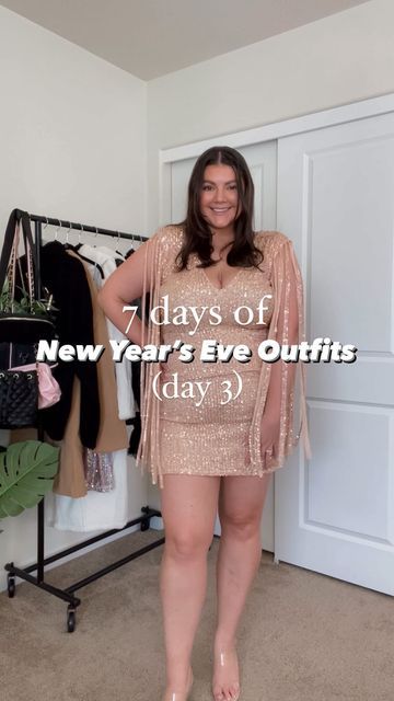 Rachel Shnayder | Curvy Fashion on Instagram: "Day 3 of NYE outfit ideas (with a special guest appearance)! ✨ Follow @rachelshnayder for more New Year’s Eve outfit ideas! Dress linked on my Amazon storefront at the link in my bio. #nye2023 #nyedress #nyeoutfit #newyearseve #newyearseveoutfit #curvydress #midsizeoutfits #midsizefashion" Plus New Years Eve Outfit Ideas, New Years Plus Size Outfit Ideas, Curvy New Years Outfit, Midsize New Years Eve Outfit, Midsize New Year Outfit, New Year’s Eve Outfit Plus Size, Mid Size New Years Eve Outfits, Midsize Nye Outfit, New Year Eve Outfit Ideas