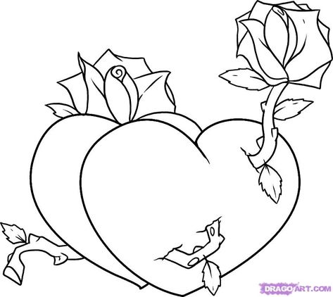 Step 6 Valentine Drawing, Cool Easy Drawings, Graffiti Flowers, Valentines Day Drawing, Graffiti Heart, Heart Coloring Pages, Valentines Day Pictures, Love Coloring Pages, Valentines Day Coloring