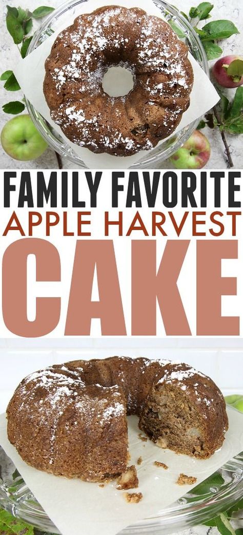 I make this apple harvest cake over and over again every fall. It's an easy, delicious way to celebrate harvest season and it's definitely a family favourite! #AppleRecipes #FallBaking #AppleCake #HarvestRecipes Harvest Apple Cake, Apple Harvest Cake, Harvest Cake Recipe, Harvest Cake, Fall Treats Recipes, Baked Items, Harvest Recipes, Treat Recipes, Fun Recipes