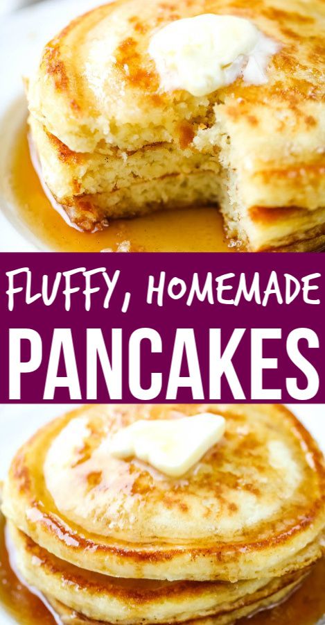 Make these easy, light, fluffy homemade pancakes for the family this weekend. Made with all real ingredients, this pancake recipe is packed full of flavor.  A family favorite breakfast recipe is my batch of homemade pancakes made from scratch–no box mixes in our house! Buttery Pancake Recipe, Good Pancake Recipe, Pancakes With Baking Soda, Home Made Pancakes Recipe Easy, Easy Pancakes From Scratch, Thick Pancake Recipe, Baking Soda Pancakes, Homemade Fluffy Pancakes, Simple Pancake Recipe