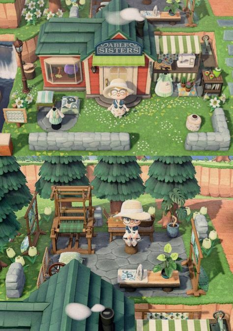 I've been working on a little outdoor extension to my Able Sisters! ? - Imgur Able Sisters, Outdoor Extension, Acnh Cottagecore, Animal Crossing 3ds, Animals Crossing, Ac New Leaf, Animal Crossing Guide, Animal Crossing Qr Codes Clothes, Animal Crossing Wild World