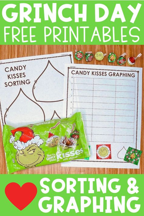 Grinch Hershey Kisses, Grinch Day Activities, Graphing First Grade, Grinch Day, Grinch Crafts, Christmas Units, Grinch Christmas Party, 1st Grade Activities, Grinch Party