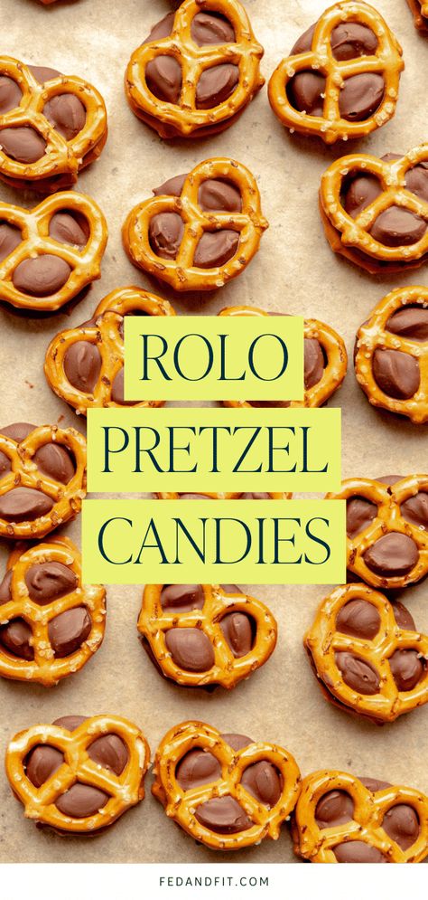 These 2-ingredient Rolo pretzels are the perfect easy-button sweet treat for any occasion! Rolo Dessert, Rolo Pretzel Treats, Halloween Candy Recipes, Rolo Pretzels, Magic Cookie Bar Recipe, Rolo Cookies, Pretzel Treats, Christmas Candies, Caramel Pretzels