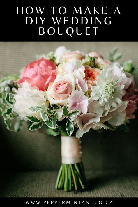 How To Make Simple Wedding Bouquet, Diy Bridal Bouquets Step By Step, Homemade Bride Bouquet, How To Make A Simple Bridal Bouquet, Making Your Own Bridal Bouquet, Wedding Bouquets Diy How To Make, Diy Floral Bouquets How To Make, Bridal Toss Bouquet Ideas, Simple Wedding Bouquet Ideas Diy