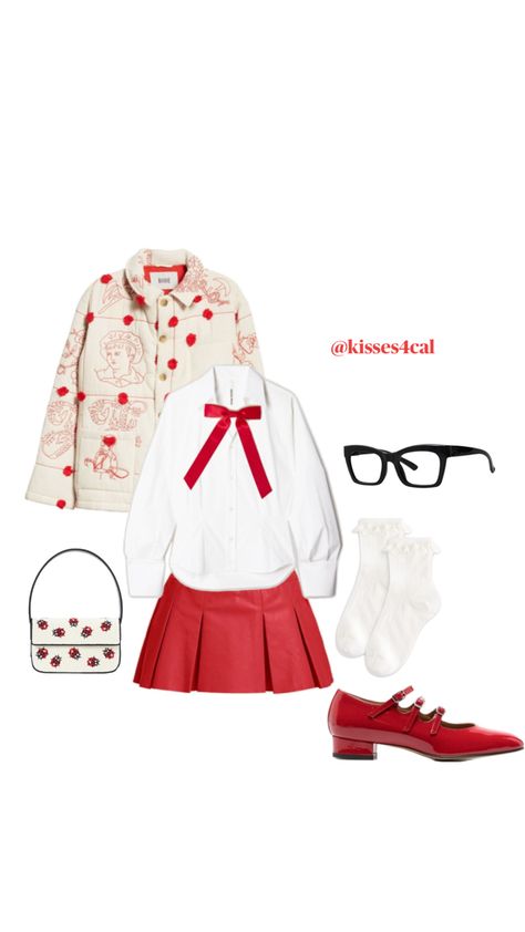 Red accent outfit inspiration Red Accent Outfit, Red Fits, Red Accents, School Fashion, Fashion Wear, Cutie Patootie, Outfits Casuales, Fitness Inspo, Summer Looks