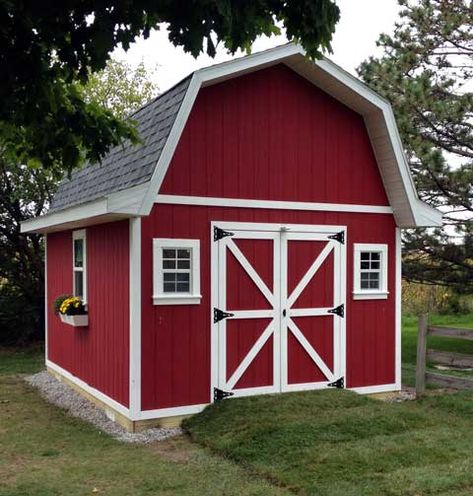 Red Shed Ideas, Barn Roof Styles, Small Barn Plans, Gambrel Shed, Storage Building Plans, Barn Style Shed, Shed With Loft, Gambrel Barn, Prefab Sheds