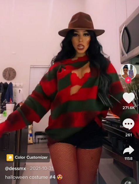 Diy Costume Black Women, Thick Body Costumes, Hot Cute Halloween Costumes, Cute Halloween Custome Ideas, Halloween Costume Ideas For Red Hair, Thick Halloween Costumes, Halloween Inspo For Brunettes, Freddy Krueger Costume Black Women, Easy Hot Costumes