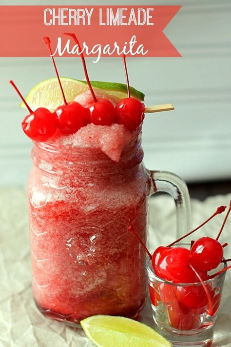 Margarita Night, Limeade Margarita, Margarita Day, National Margarita Day, Cherry Limeade, Frozen Cocktails, Frozen Cherries, 5 De Mayo, Margarita Recipes