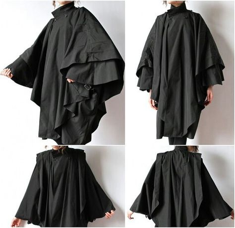 More black cape poncho coat 80s Convertible, Inverness Cape, Remake Clothes, Poncho Design, Armor Clothing, Black Cape, Star Wars Outfits, Concept Clothing, Period Outfit