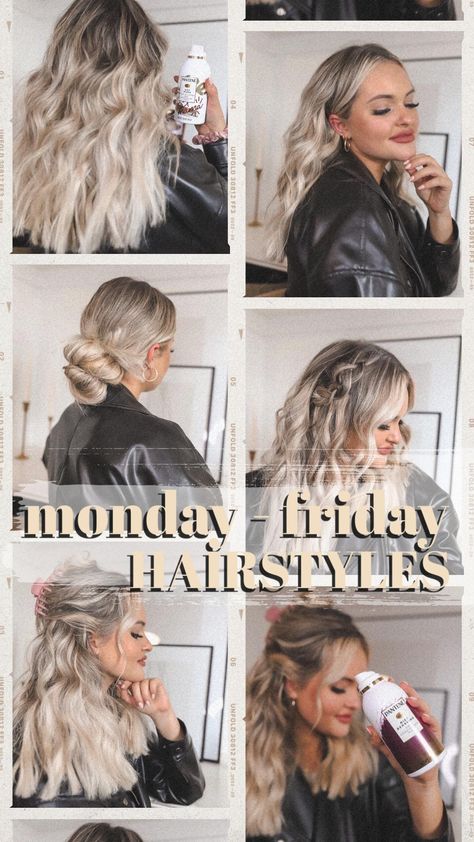 Easy Dry Shampoo Hairstyles, Freshly Washed Hair Hairstyles, Breezy Hairstyles, Monday Hairstyles, Friday Hairstyles, Dry Shampoo Spray, Dry Conditioner, Dry Shampoo Hairstyles, Dark Roots Blonde Hair