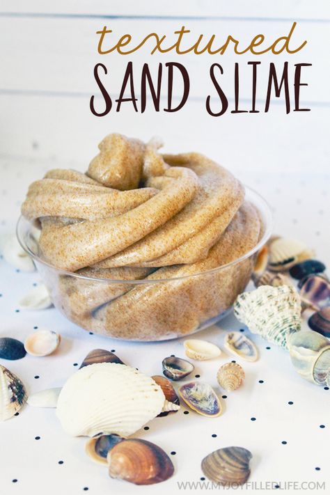 Textured sand slime. Crafts Nature, Sand Slime, Summer Kid, Beach Themed Crafts, Beach Bash, Games Outdoor, Kids Backyard, Sensory Activities Toddlers, Ocean Activities