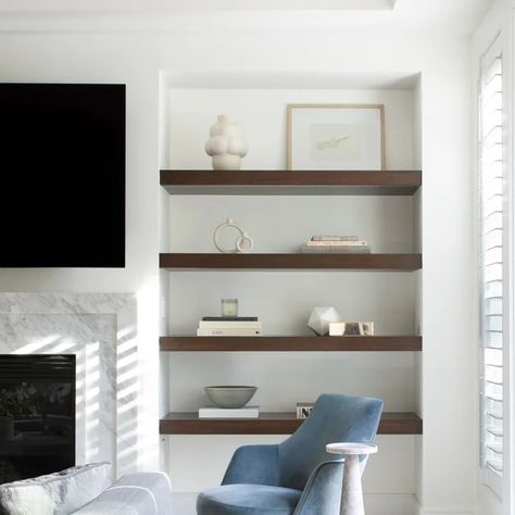 Floating Shelves Beside Fireplace - Photos & Ideas | Houzz Fire Place Shelves, Floating Shelves Beside Fireplace, Shelves Beside Fireplace, Floating Shelves Fireplace, Floating Shelves Next To Fireplace, Shelves Next To Fireplace, Beside Fireplace, Fireplace Pictures Ideas, Fireplace Bookshelf