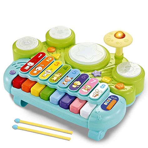 Amazon.com: fisca 3 in 1 Musical Instruments Toys, Electronic Piano Keyboard Xylophone Drum Set - Learning Toys with Lights for Baby & Toddler 1 2 3 Year Old Boys and Girls: Toys & Games Guitar Modes, Expensive Toys, Toy Drum, Baby Musical Toys, Kids Musical Instruments, Girls Toys, Living Small, Music Toys, Piano Keyboard