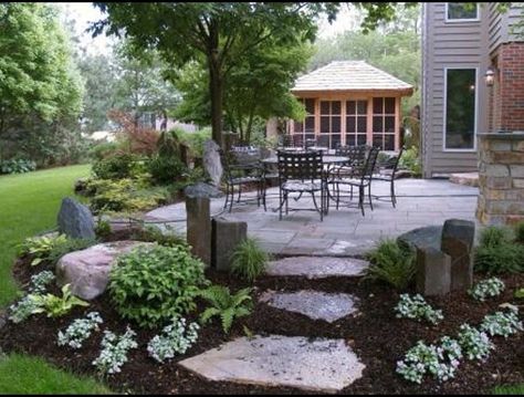 Outdoor area Alaska Landscape, Slate Patio, Deck Makeover, Backyard Privacy, Screen Porch, Backyard Entertaining, Landscape Designs, Have Inspiration, Patio Landscaping